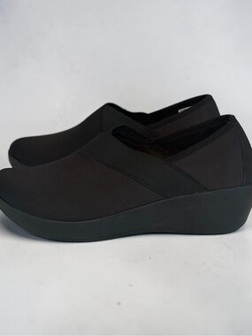 Crocs Busy Day Stretch Wedge Dual Comfort Shoes Black Slip On Women's Size 11